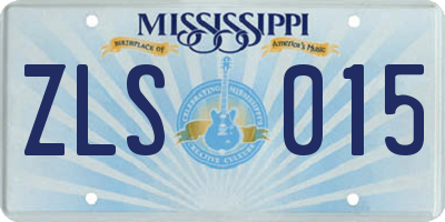 MS license plate ZLS015