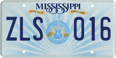 MS license plate ZLS016