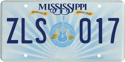 MS license plate ZLS017