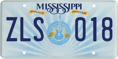 MS license plate ZLS018