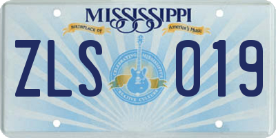 MS license plate ZLS019