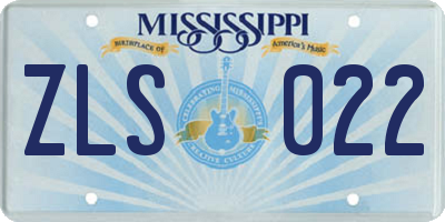 MS license plate ZLS022