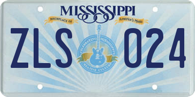MS license plate ZLS024