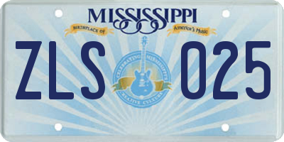 MS license plate ZLS025
