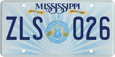 MS license plate ZLS026