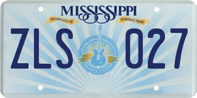 MS license plate ZLS027