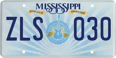 MS license plate ZLS030