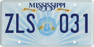 MS license plate ZLS031