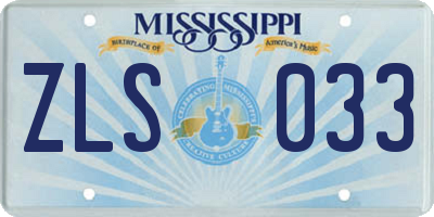 MS license plate ZLS033