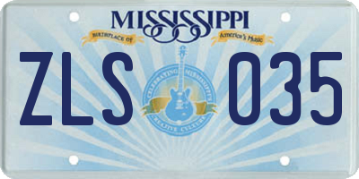 MS license plate ZLS035