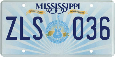 MS license plate ZLS036
