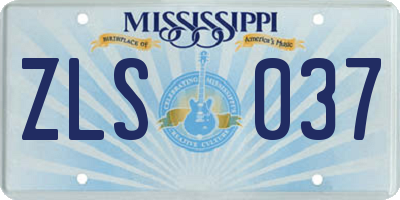 MS license plate ZLS037