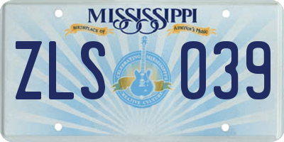 MS license plate ZLS039