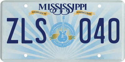 MS license plate ZLS040