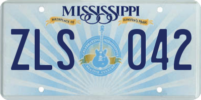 MS license plate ZLS042