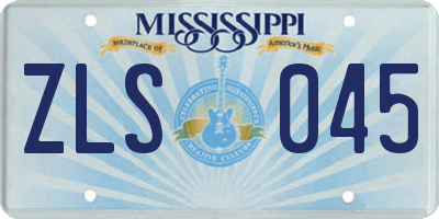 MS license plate ZLS045