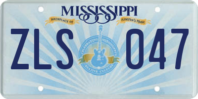 MS license plate ZLS047