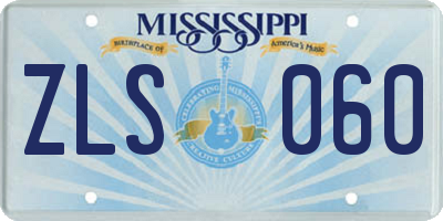 MS license plate ZLS060