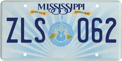 MS license plate ZLS062
