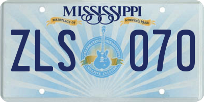 MS license plate ZLS070
