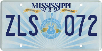 MS license plate ZLS072