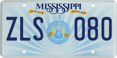 MS license plate ZLS080