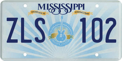 MS license plate ZLS102