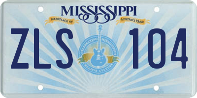 MS license plate ZLS104