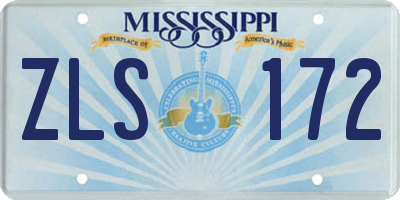 MS license plate ZLS172