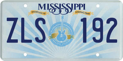 MS license plate ZLS192