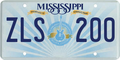 MS license plate ZLS200