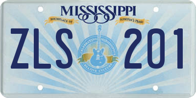 MS license plate ZLS201