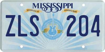 MS license plate ZLS204