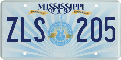 MS license plate ZLS205