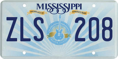 MS license plate ZLS208