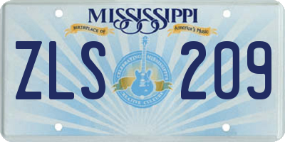 MS license plate ZLS209