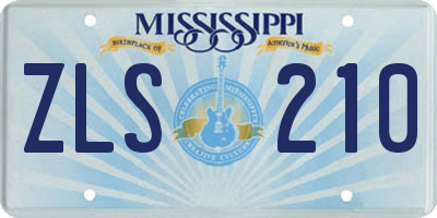 MS license plate ZLS210