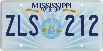 MS license plate ZLS212