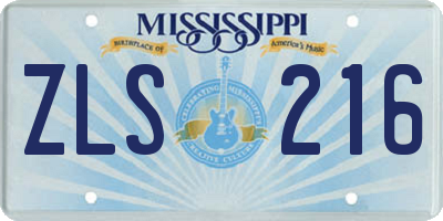 MS license plate ZLS216