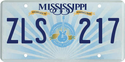 MS license plate ZLS217