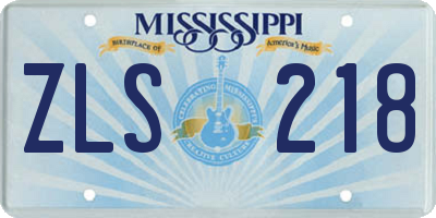MS license plate ZLS218