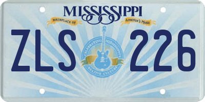 MS license plate ZLS226