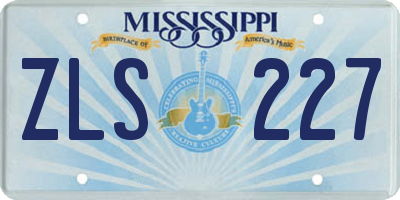 MS license plate ZLS227