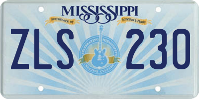 MS license plate ZLS230