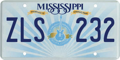 MS license plate ZLS232