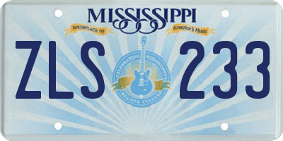 MS license plate ZLS233