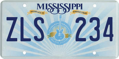 MS license plate ZLS234
