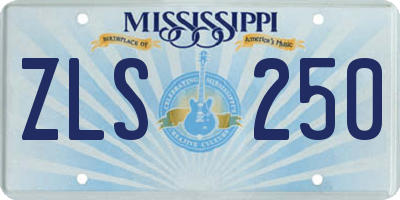 MS license plate ZLS250