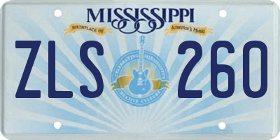 MS license plate ZLS260