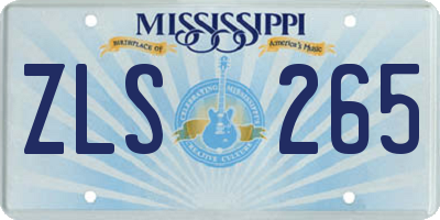 MS license plate ZLS265